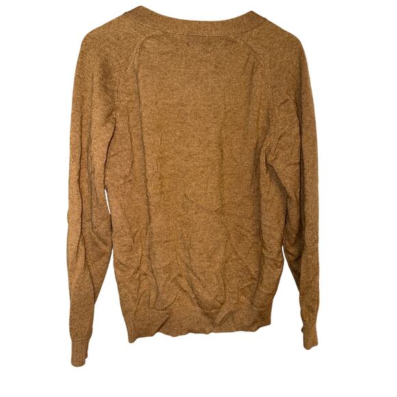 LL BEAN lambs wool cardigan sweater size M ACADEMIA leather buttons - Picture 4 of 4